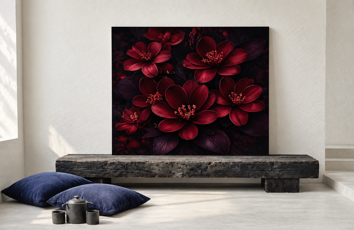 Midnight Blooms in Red
