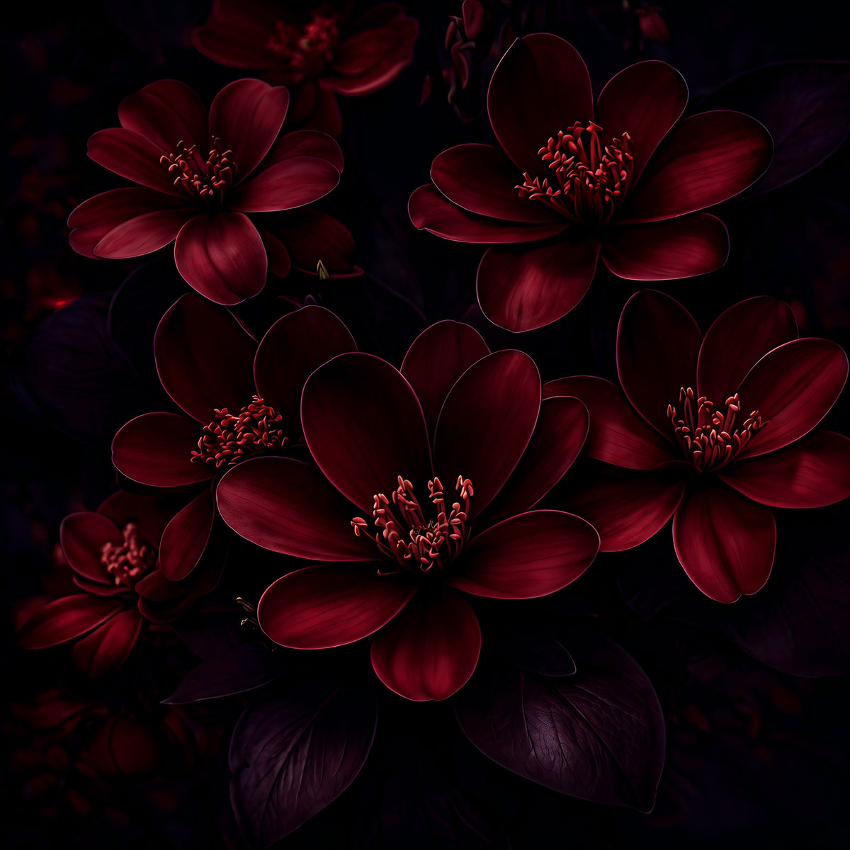 Midnight Blooms in Red