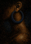 Woman with blue earring